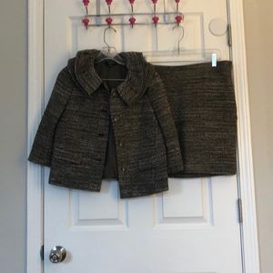 Ann Taylor brown tweed ruffle collar jacket  4P